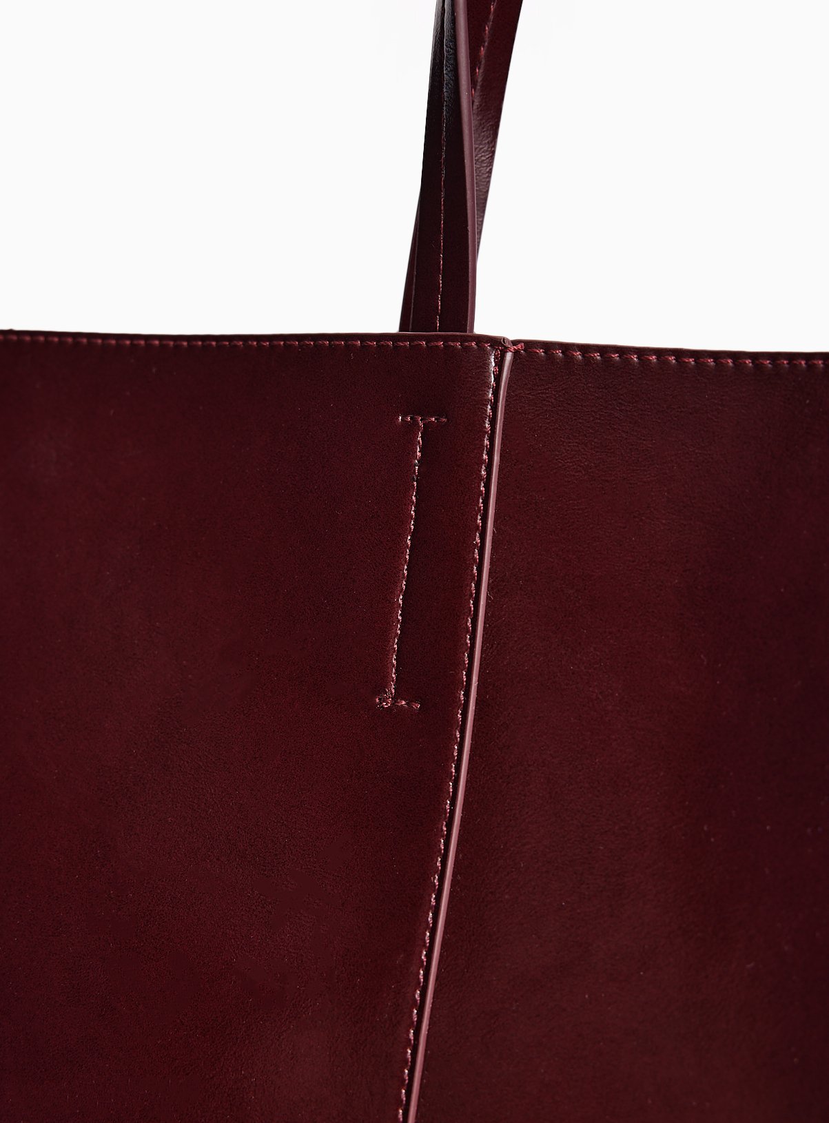 Burgundy High Shine Faux Leather Tote Bag One Size - Image 3 thumbnail